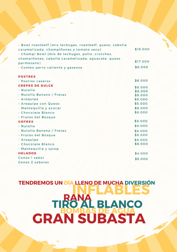 Picnic menu 2